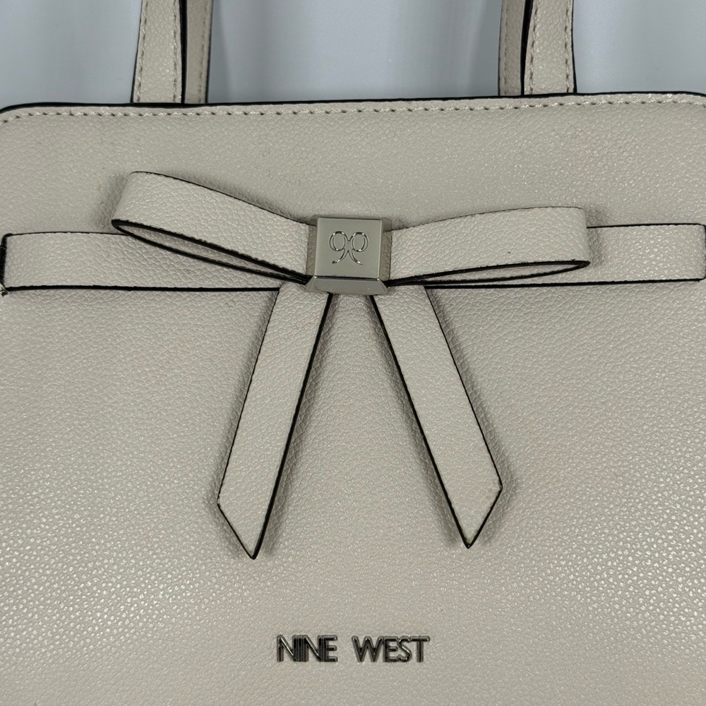 Nine West Ivory Satchel with Bow Accent - Picture 3 of 15